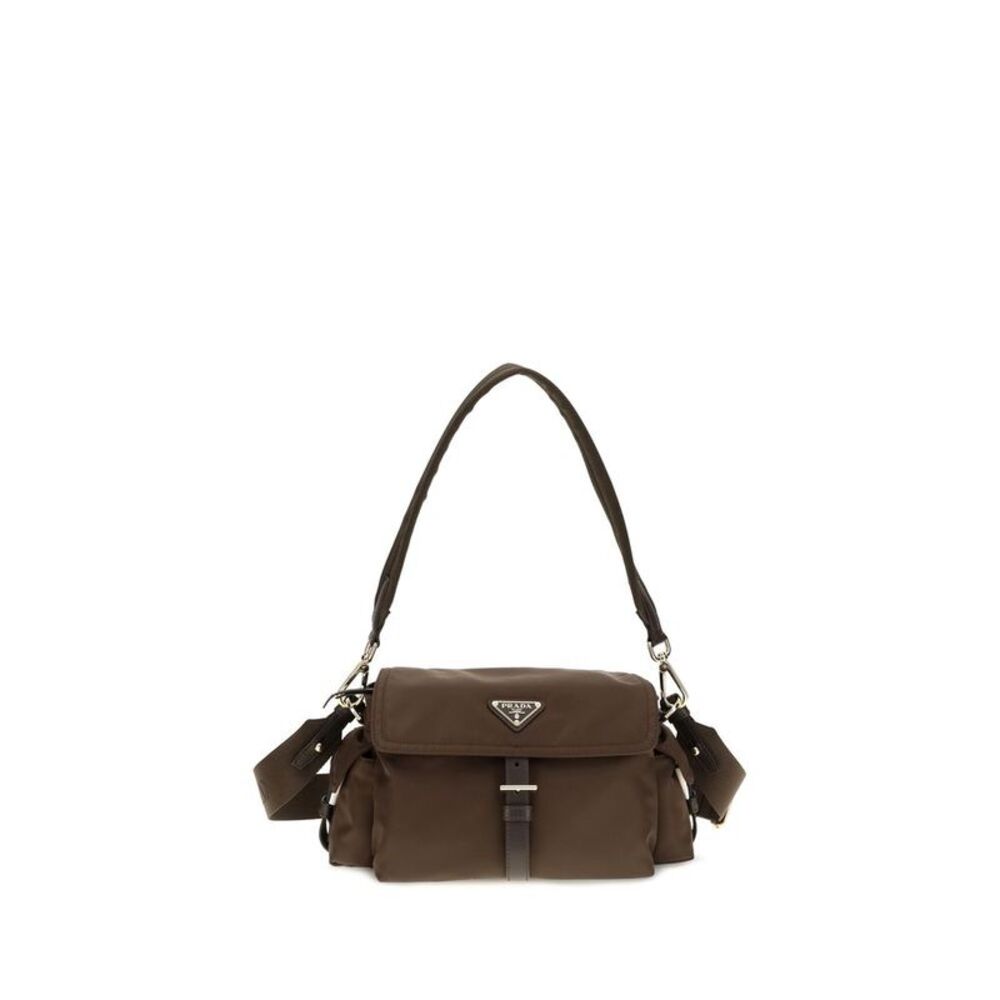 Prada Brown Recycled Polyamide Shoulder Women's Bag